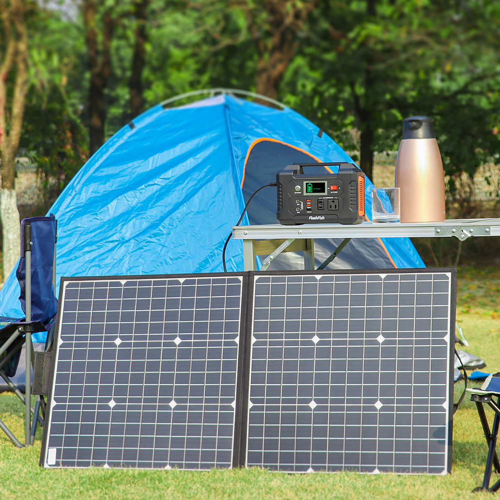 Big 200W Portable Power Station with 50W 18V Portable Solar Panel